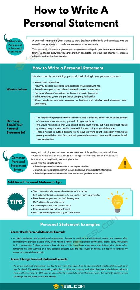 How To Write A Personal Statement With Useful Tips And Examples • 7esl Personal Statement