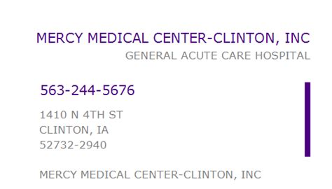 1427093962 Npi Number Mercy Medical Center Clinton Inc Clinton Ia