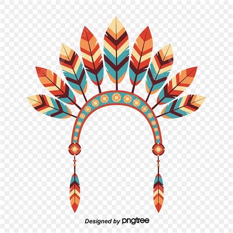 Feather Headdress Vector Art Png Bohemian Indian Feather Headdress