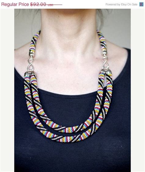 African Inspired Necklace Double Strand African Style Necklace