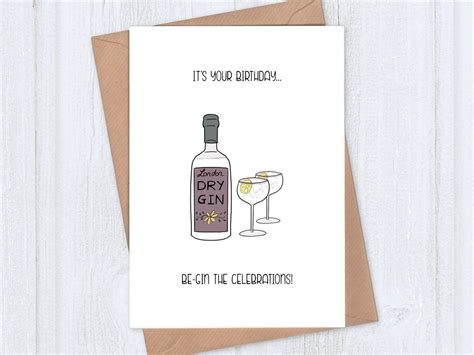 Gin Birthday Card Be Gin The Celebrations Etsy Österreich