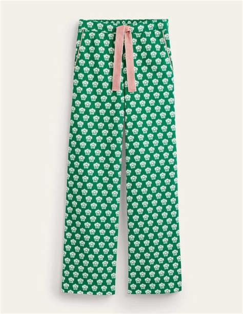 Brushed Cotton Pyjama Trousers Veridian Green Lily Boden Eu