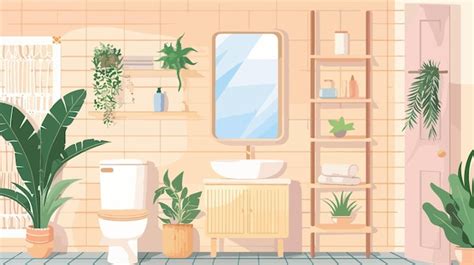 Modern Restroom Interior Design With Toilet Bowl Shelf Premium Ai