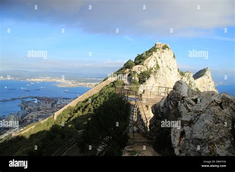 Rock Of Gibraltar Military Base Viewing Platform Overlooking The Bay