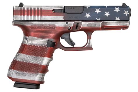 Glock 19 Gen4 9mm 15 Round Pistol With American Flag Battleworn Cerakote Finish Made