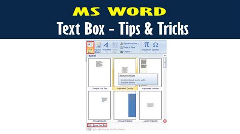 Ms Word Tips And Tricks Using Text Box Ms Word Tutorials Youtube