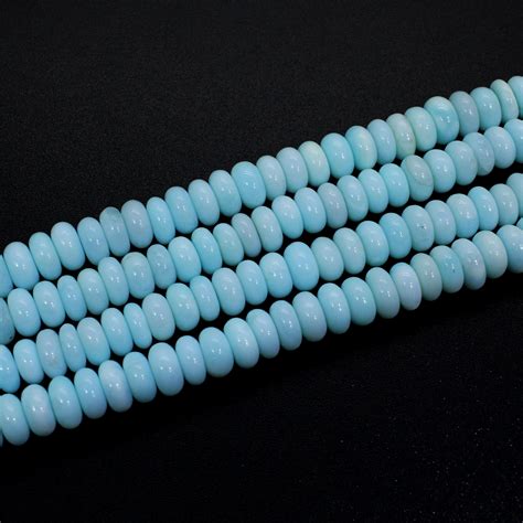 Rondelle Smooth Blue Coated Opal Beads Semi Precious Etsy UK