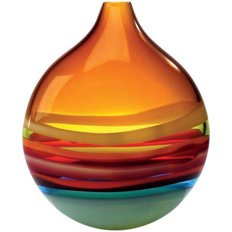 Large Amber Orange Glass Flat Round Vase By California Designer Caleb Siemon At 1stdibs Orange