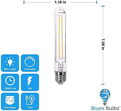 4 Pack T10 LED Bulb 8W Dimmable E26 Base 4000K Cool White 75W