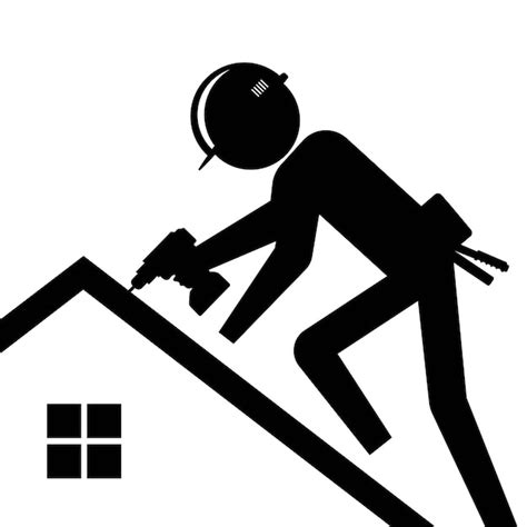 Premium Vector Roofer Silhouette Repairing The Roof Of A House