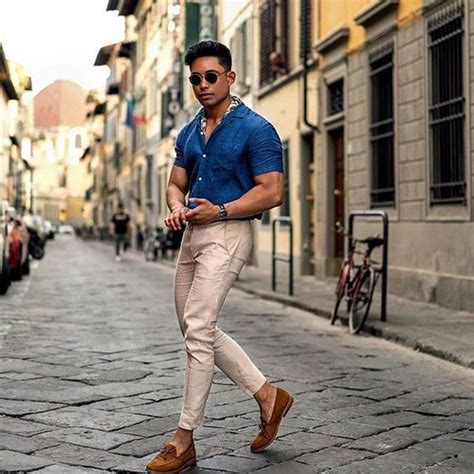 Shirt Loafers Fashion Ideas With Beige Sweat Pant Beige Chinos Blue