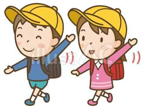 手を上げて横断歩道を渡る小学生の通学イラスト No 454166｜無料イラスト・フリー素材なら「イラストac」