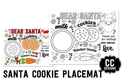 PRINTABLE Dear Santa Cookies And Milk Placemat Colored And Etsy