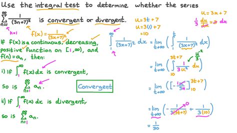 Question Video Using The Integral Test On A Series Where The Summant