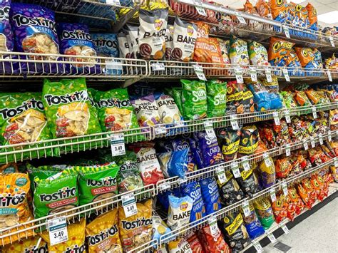 Chip and Snack Aisle at an American Grocery Store Editorial Photo ...