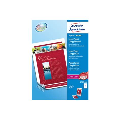 AVERY ZWECKFORM Premium Color Laser Paper A4 2598 200 150g 200 Blatt