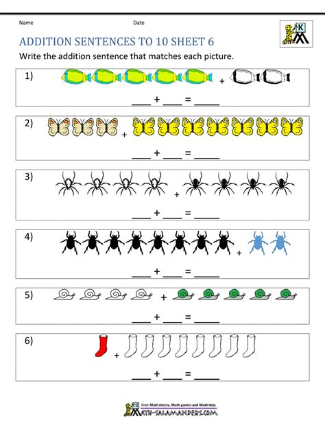 Addition Worksheets For Kindergarten