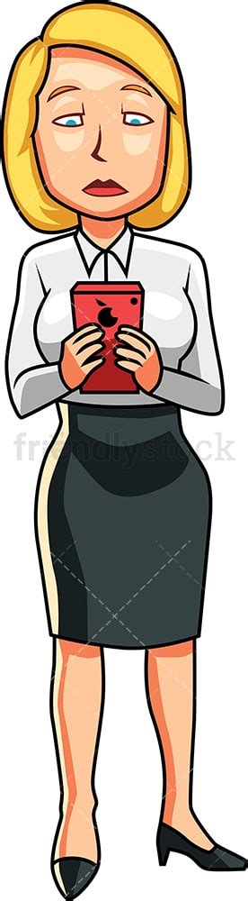 Formally Dressed Woman Using Smartphone Cartoon Vector Clipart