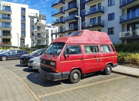 Old Antique Veteran Dented Dusty Vintage Red Car Vw Transporter T