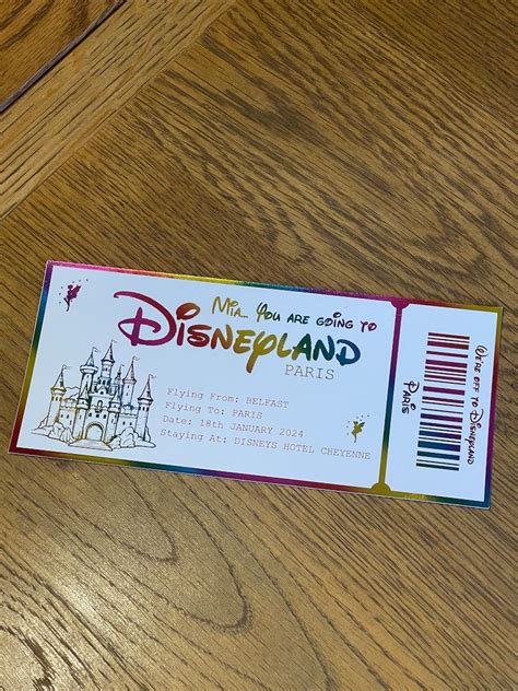 Personalised Disneyland Foil Ticket Disneyland Ticket Surprise Travel Ticket Gold Foil Ticket