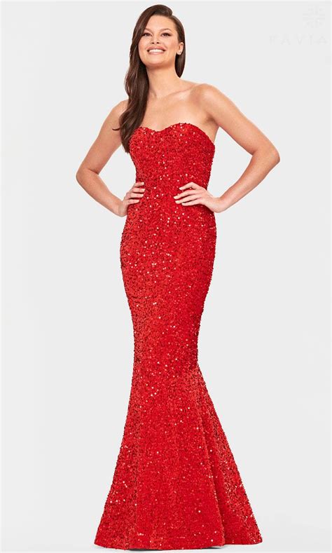 Faviana S10819 Strapless Velvet Sequin Evening Gown Couture Candy