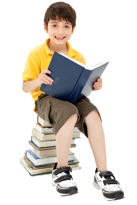 Attractive Boy Child Reading Book American Male Laugh Kid Png