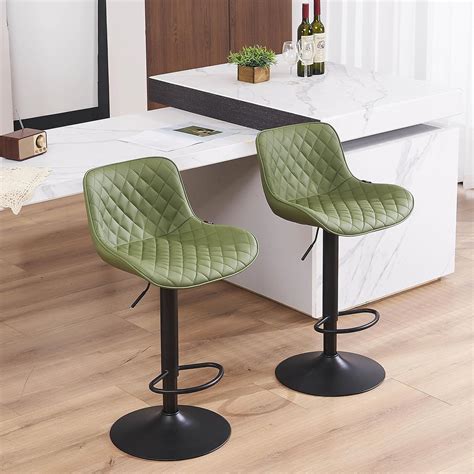 Youtaste Olive Green Bar Stools Set Of Adjustable Counter Height