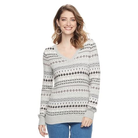 Womens Croft And Barrow® V Neck Fairisle Sweater