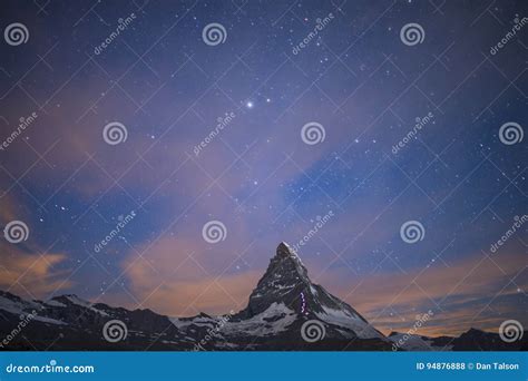 matterhorn stary night stock photo image  lunar moon