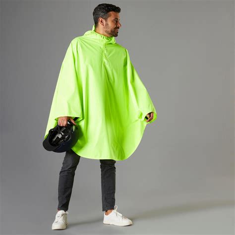 120 Hi Vis Day City Cycling Poncho Neon Yellow Btwin Decathlon