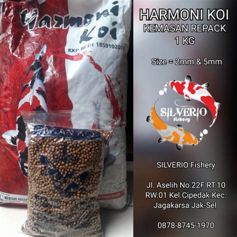 Jual Pakan Ikan Koi HARMONI KOI Kemasan Repack 1kg S 1mm