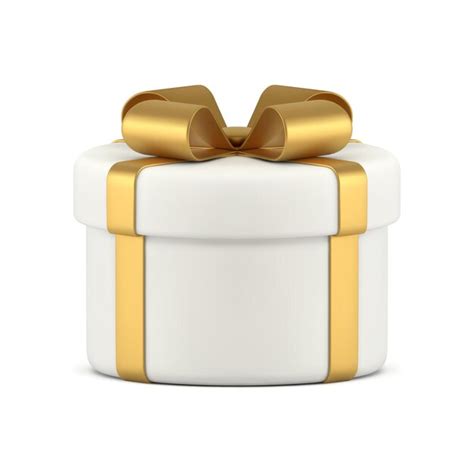 Premium Vector White Gift Box Golden Bow Ribbon Festive Present