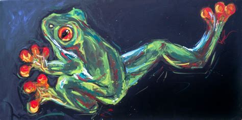 Olga Paints: SUPER SIZED GREEN ABSTRACT FROG