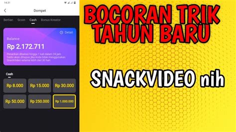 Bocor Terbaru Cara Perbanyak Koin Snackvideo Tanpa Ribet Youtube