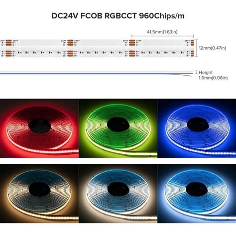 Cob Rgbcct Flexible Haute Densit Bande Led Cob Rgb Cct Ft M Dc V