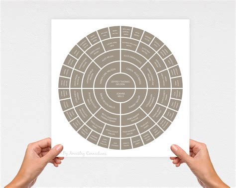 family generation chart template color taupe ancestry etsy