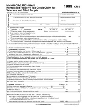 Fillable Online Michigan Form MI 1040CR 2 Michigan Homestead