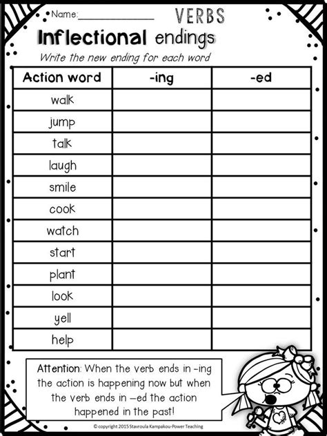 Free Printable Inflectional Endings