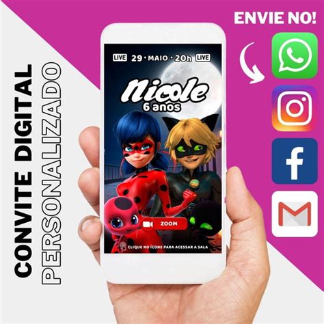 Convite Digital De Aniversario Interativo Miraculous Elo7