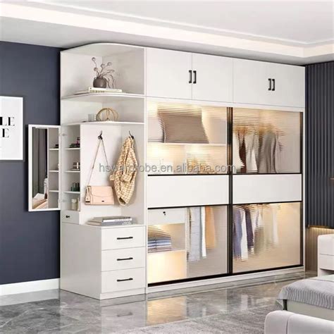 New Design Custom Glass Door Wardrobe White Design In Bedrooms Walk ...