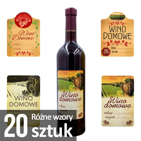 20 Sztuk ETYKIETY Samoprzylepne Na Wino Domowe Superbutelki Pl