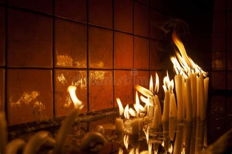 Burning Candles in the Church Stock Image - Image of burning, bonfire ...