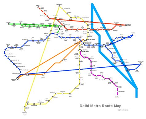 Filedelhi Metro Phase 2 Schematic Route Mapsvg Wikimedia Commons