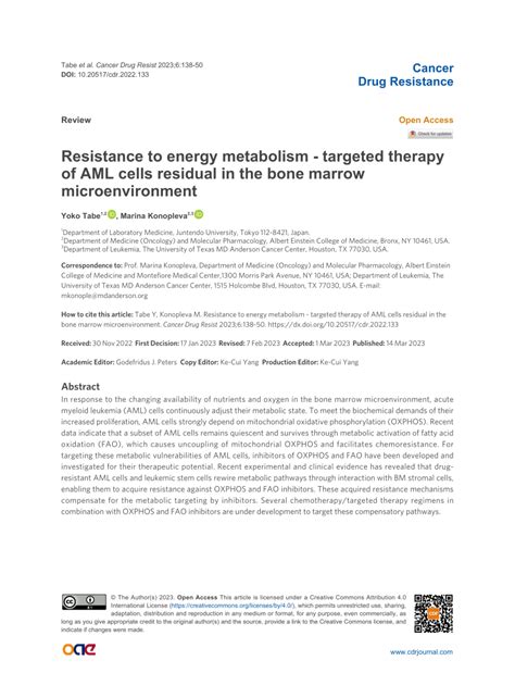 PDF Resistance To Energy Metabolism Targeted Therapy Of AML Cells