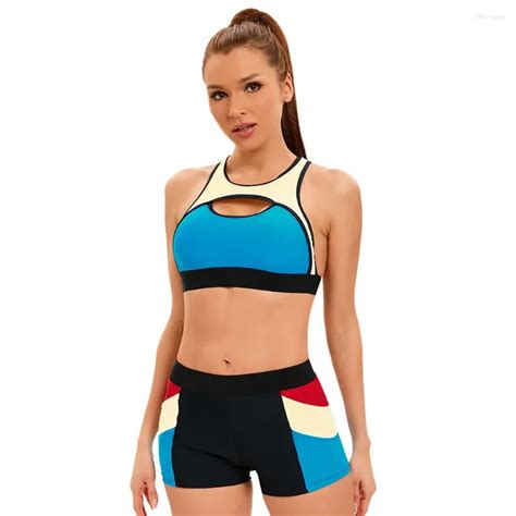 2024 Womens High Waist Colorblock Bikini High Rise Swimsuits With