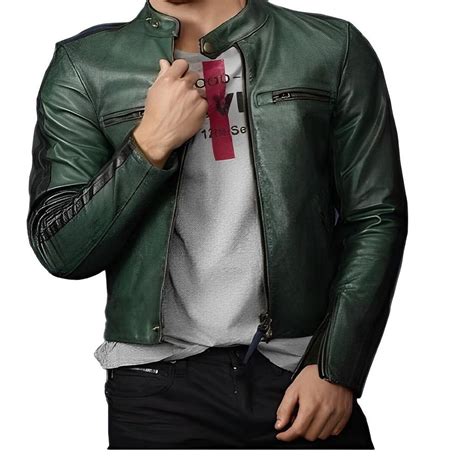 Cheap NOORA Men S Real Lambskin Green Leather Jacket ST012 Joom