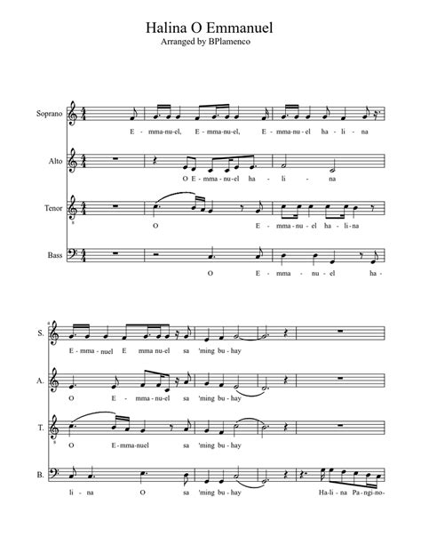 Halina O Emmanuel Sheet Music For Bass Solo