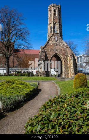 The Beautiful Greyfriars Tower Located In Tower Gardens In The Town