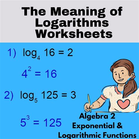 The Meaning Of Logarithms Worksheets Algebra Exponential