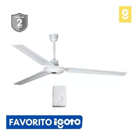 Ventilador De Techo Igoto V5601 Blanco Con 3 Aspas De Metal 56 De